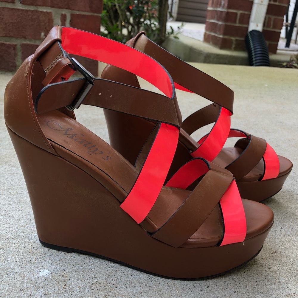 Pink and Brown Summer Wedges